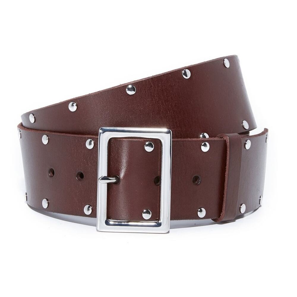 Frame Belt Size Medium 100% Genuine Leather Studded Waist Belt Silver Buckle